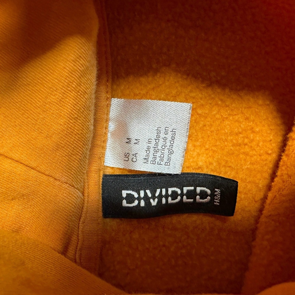 H&M Divided NASA Graphic Hoodie Medium Orange Cropped Fleece Pullover - Picture 3 of 8